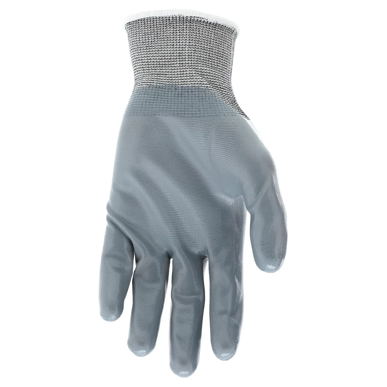 MCR Safety NXG UltraTech Nitrile Coated Palm String Knit Gloves - 15 Gauge Nylon Shell - White/Gray - 9683 - Image 3