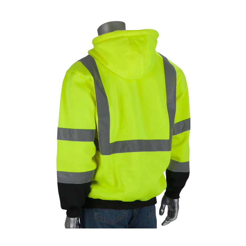 PIP® Hi Vis Hooded Pullover Sweatshirt with Black Bottom - ANSI Class 3 Type R - 323-1350B - Image 3