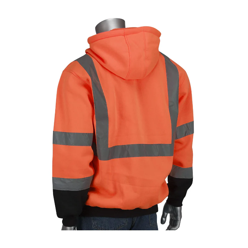 PIP® Hi Vis Hooded Pullover Sweatshirt with Black Bottom - ANSI Class 3 Type R - 323-1350B - Image 4