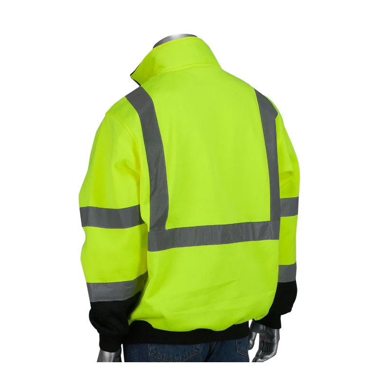 PIP® Hi Vis Quarter-Zip Pullover Sweatshirt with Black Bottom - ANSI Class 3 Type R - 323-1330B - Image 3