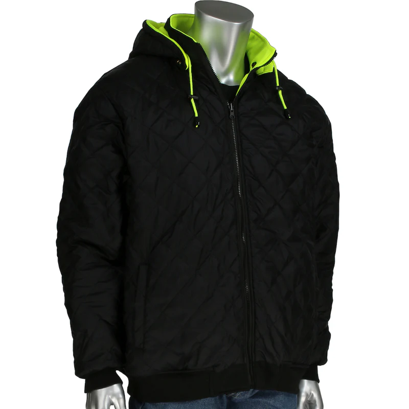 PIP® Hi Vis Reversible Full Zip Hooded Sweatshirt with Black Bottom - ANSI Class 3 Type R - 323-1400S - Image 3