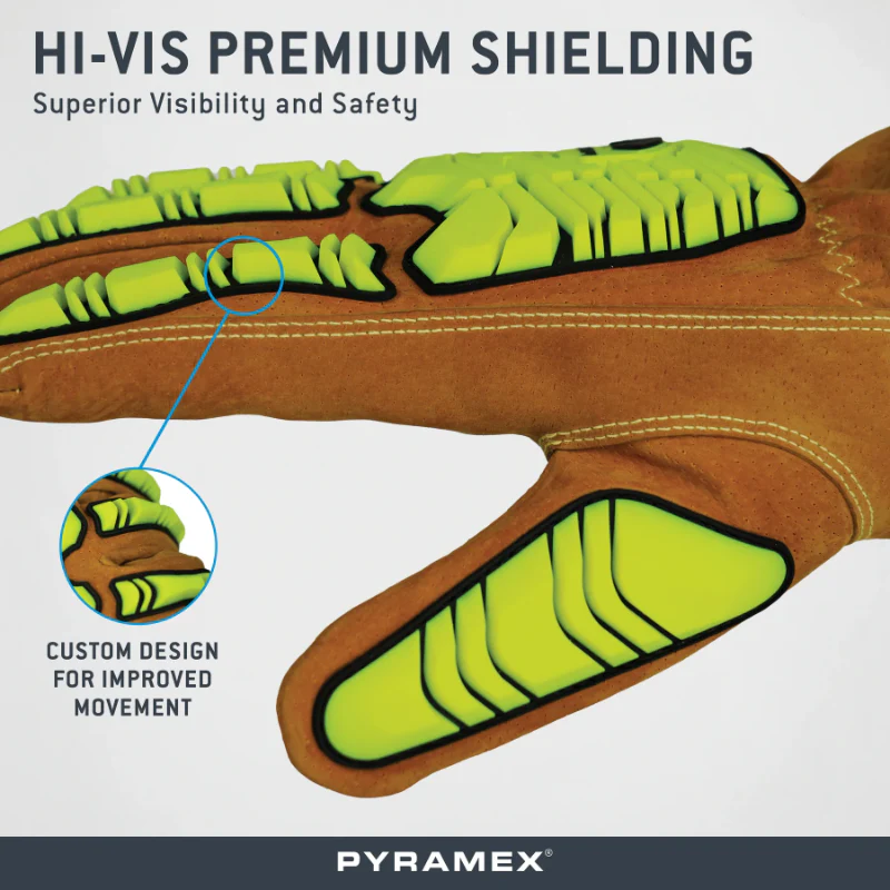 Pyramex® Hi Vis Impact Rated Pigskin Driver Gloves - GL4004CKB - Image 4