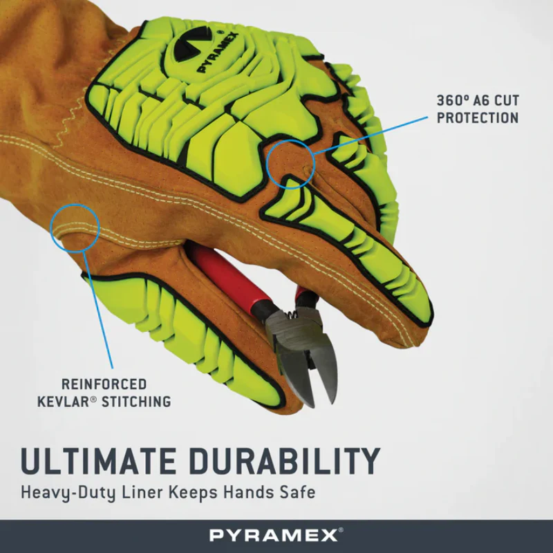 Pyramex® Hi Vis Impact Rated Pigskin Driver Gloves - GL4004CKB - Image 5